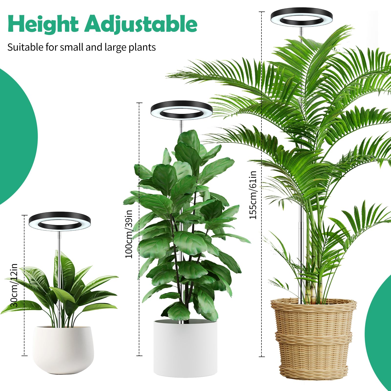 Plant Growth Regulator - 식물 성장등, 자동 켜짐/꺼짐 타이머(3시간/9시간/12시간)로 높이