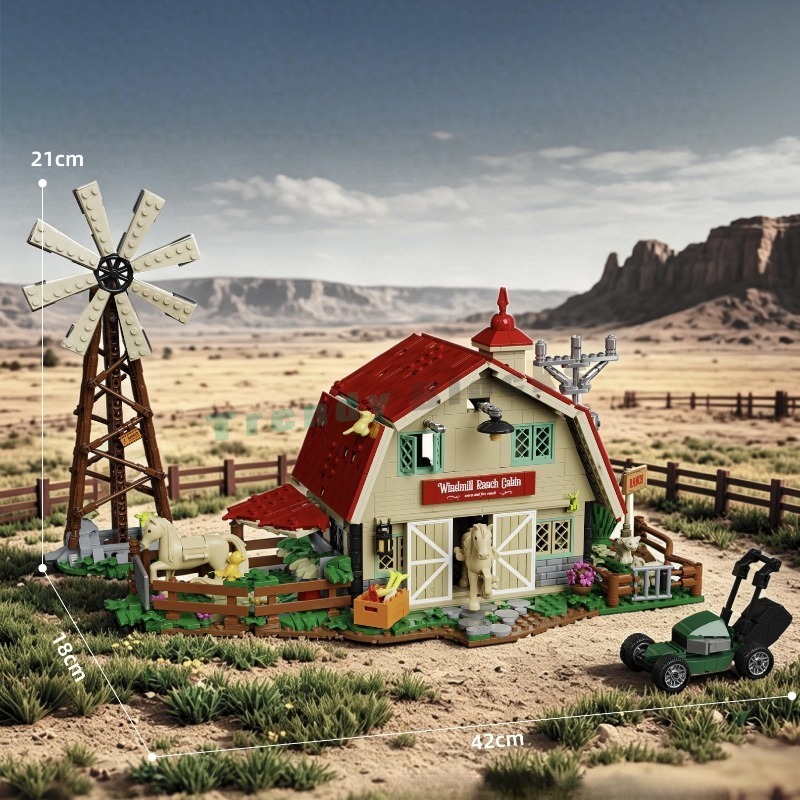 1359PCS 웨스턴 윈드밀 랜치 캐빈 스트리트 뷰 빌 - Agriculture Farm House 리뷰 및 가격